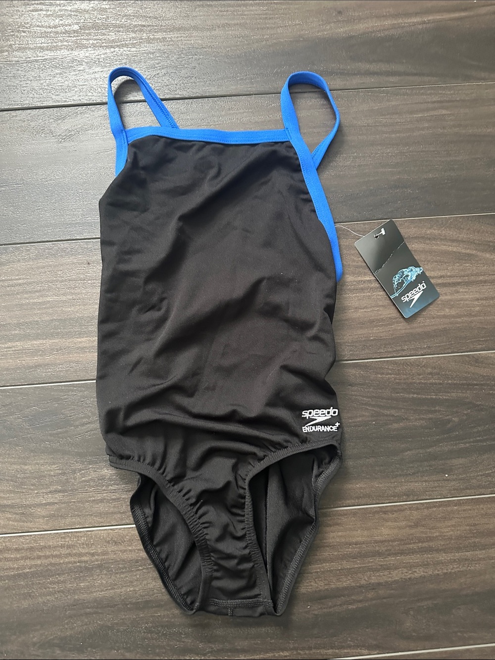 NWT Speedo Team Black/Blue Competitive Suit FL Youth